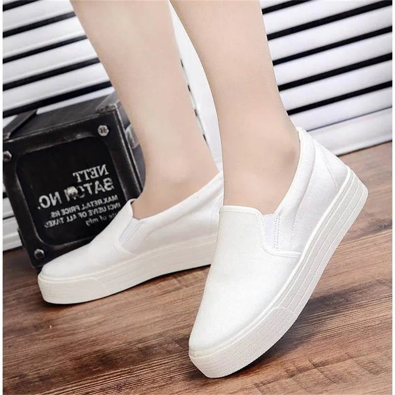 

Female Canvas Sneakers Woman Loafers Platform Canvas Shoes Chunky Black and White Women Shoes Tenis Feminino Casual Plataforma