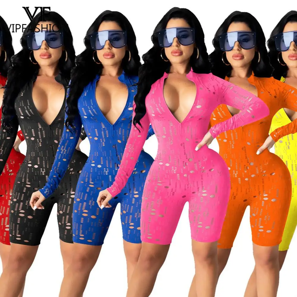 

Комбинезон женский с длинным рукавом, на молнии, с V-образным вырезом