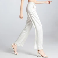 large size womens design silk wide leg pants womens mulberry natural silk loose straight leg trousers spring summer