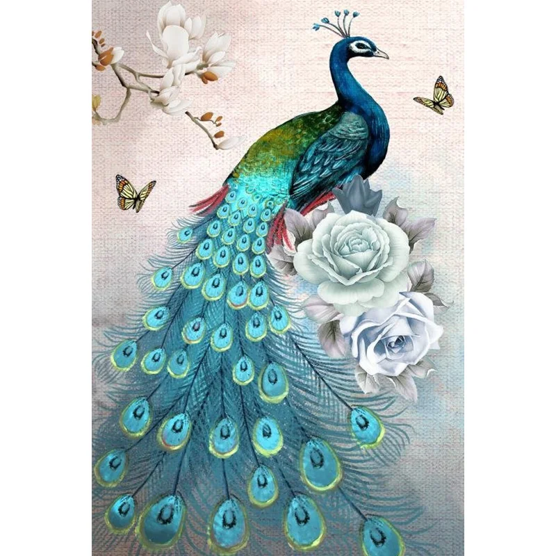 

Diamond Mosaic Portrait DIY Diamond Painting Picture Rhinestone Full Square/Round Diamond Embroidery Peacock Animals Hobby Gift