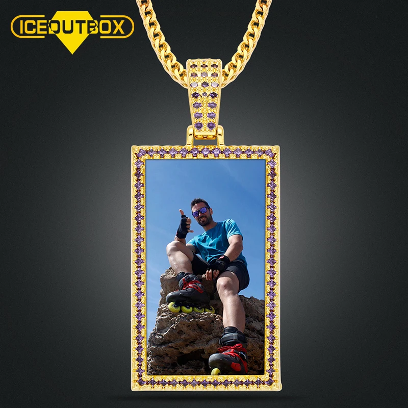 Прямоугольный медальон с фото на заказ кулон ожерелье красочным кубическим