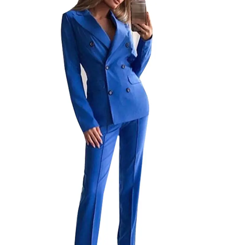 Женский офисный костюм из блейзера и брюк элегантный пиджак на пуговицах с