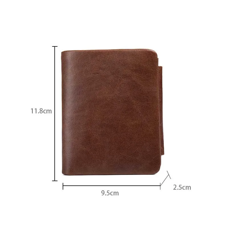 

2021 New Anti Theft Men's Wallet Retro Three Fold Business Card Holder Money Bag Purse Vintage Genuine Leather Wallet Male