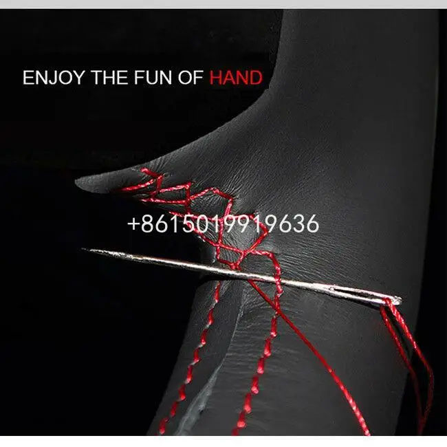 

Hand-stitched Black Red Suede White Leather Car Steering Wheel Cover for Audi A3 A5 A4 A8 Q5 Q7 S3