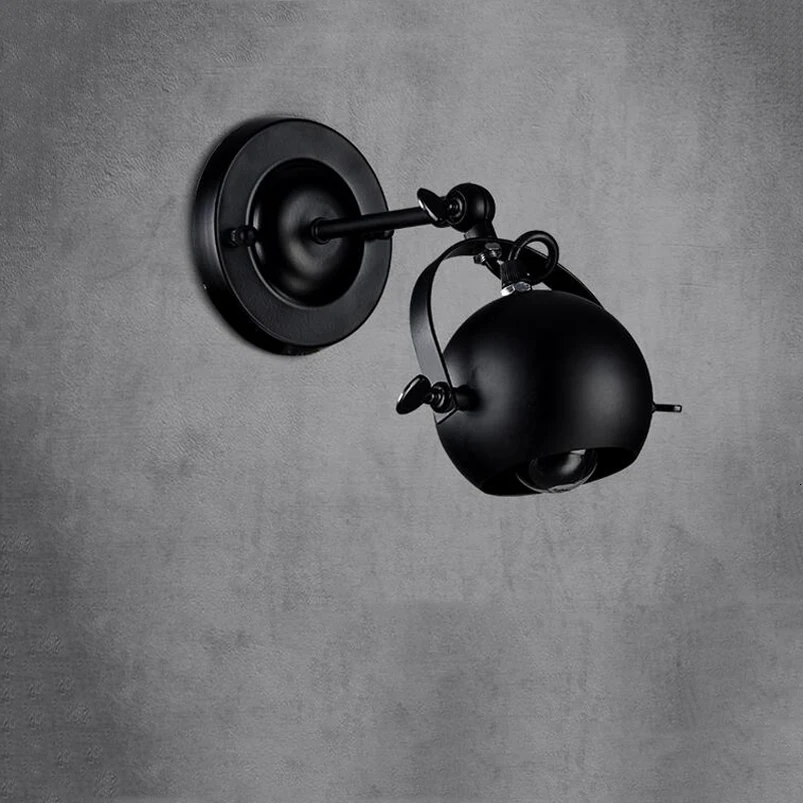 Винтажная железная настенная лампа точечный светильник настенное бра черного