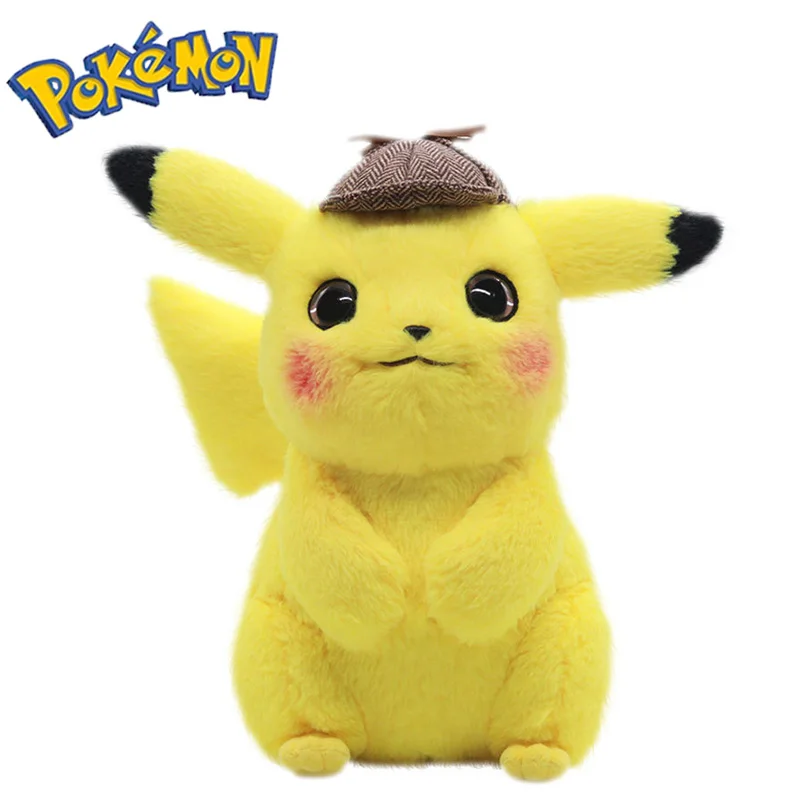 

28cm Detective Pikachu Plush Toy Stuffed Dolls Cute Pokemon Movie Anime Cartoon Kawaii Animal Plush Toys For Children's Gift