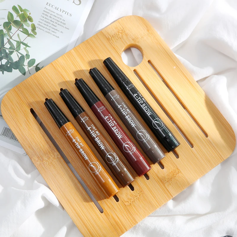 Natural 3D Microblading Eyebrow Tattoo Pen with 4 Micro Tips Superfine Sketch Liquid Eyebrow Pencil Waterproof Brow Tint TSLM2