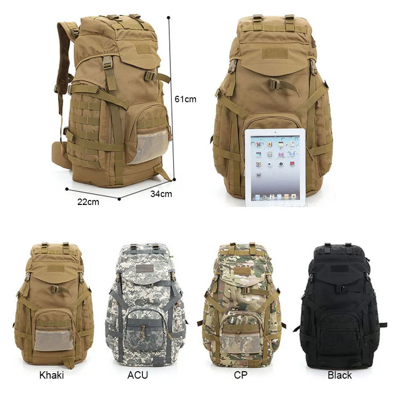 Molle 60L рюкзак для кемпинга тактическая сумка военный большие водонепроницаемые