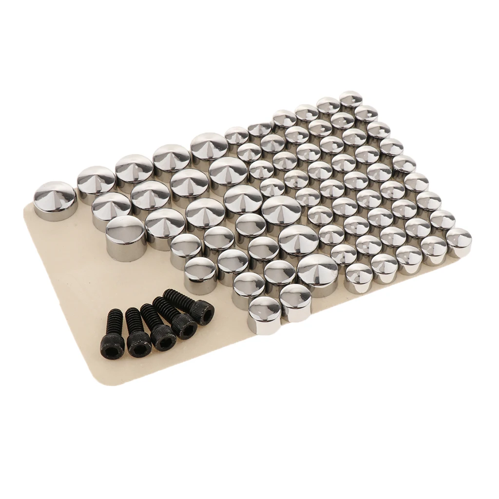 

80-Pack Motorbike Chrome Bolt Toppers Cap Dress Kit for Harley FLT/FLH
