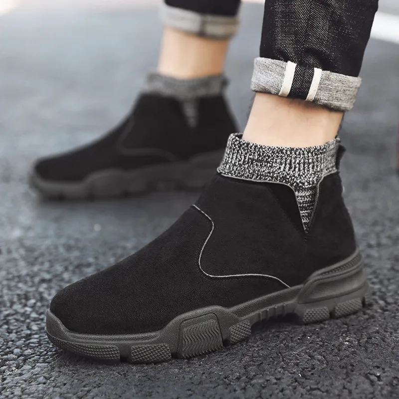 

Thick Sole High Top Ankle Boots Men Suede Leather Cowboy Boots Autumn Fashion Military Boots Mens Shoes Casual Tooling Shoes