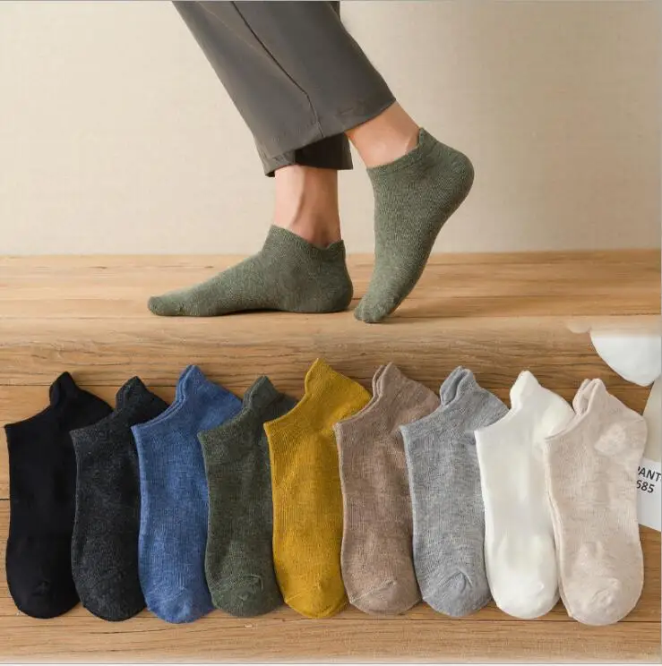 

2020 New 5PCS/LOT Casual Cotton Socks Breathable Socks Solid Color Short Socks Comfortable Cotton Low Socks