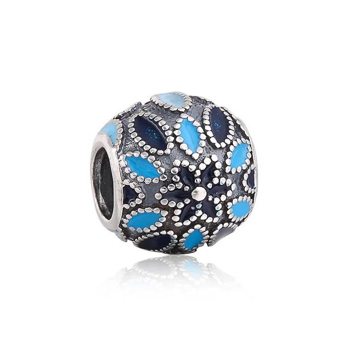 Аутентичные 925 стерлингового серебра собора розовая бусина синяя Эмаль бисера