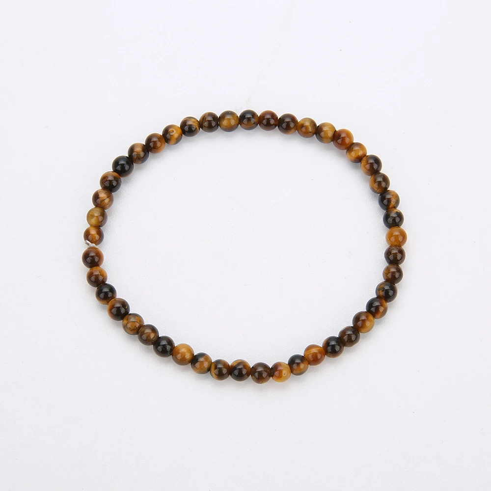 

Rttooas 4mm Tiger Eye Stone Bracelet Men Vintage Natural Stone Beaded Cuff Bracelets Fashion Statement Female Jewelry 2019
