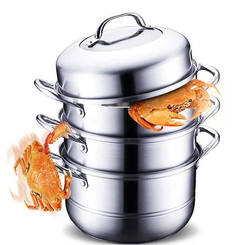 

Stainless Steel Steamer Extra-thick Composite Multi-layer Bottom Perspective Cover Thickened Stainless Steel Steamer Visual Pot