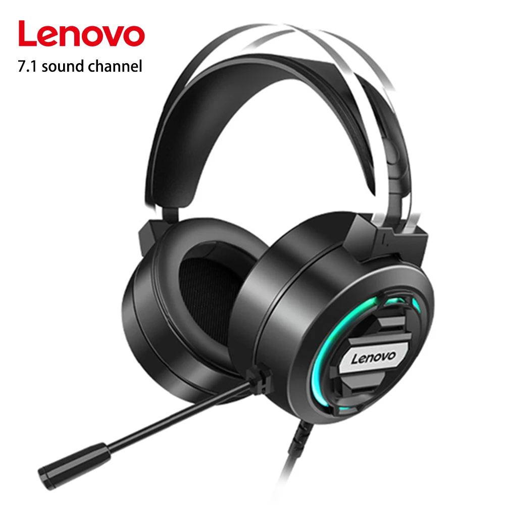 

Lenovo H401 Headphone USB Wired 7.1 Stereo Gaming Headset With Microphone Over Ear Earphones PC with RGB Light for Game Players