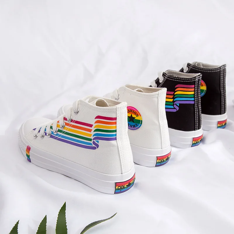 

White Shoes Ladies Classic Canvas Casual Shoe Lace-up Sneakers Tenis Feminino Zapatos De Mujer High Top Sneakers Sneakers Women