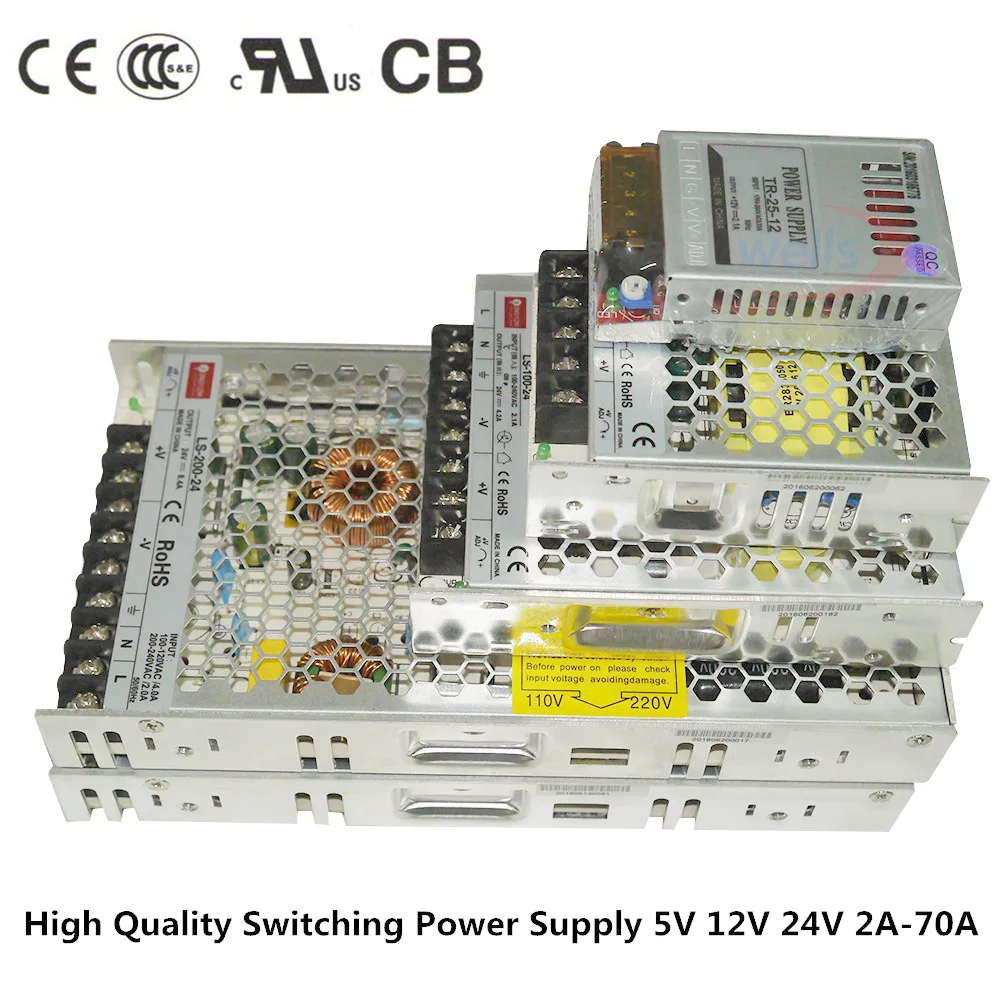 Светодиодный ультратонкий источник питания DC5V 12V 24V трансформатор 25 W/50 W/100 W/150 W/200