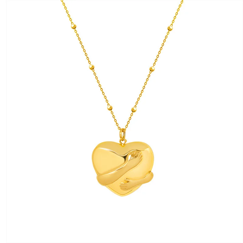 

Stainless Steel Embrace Hand Love Pendant Geometric Chain On The Neck Plated Gold Gift For Women Bohemian Style Jewellery 2021