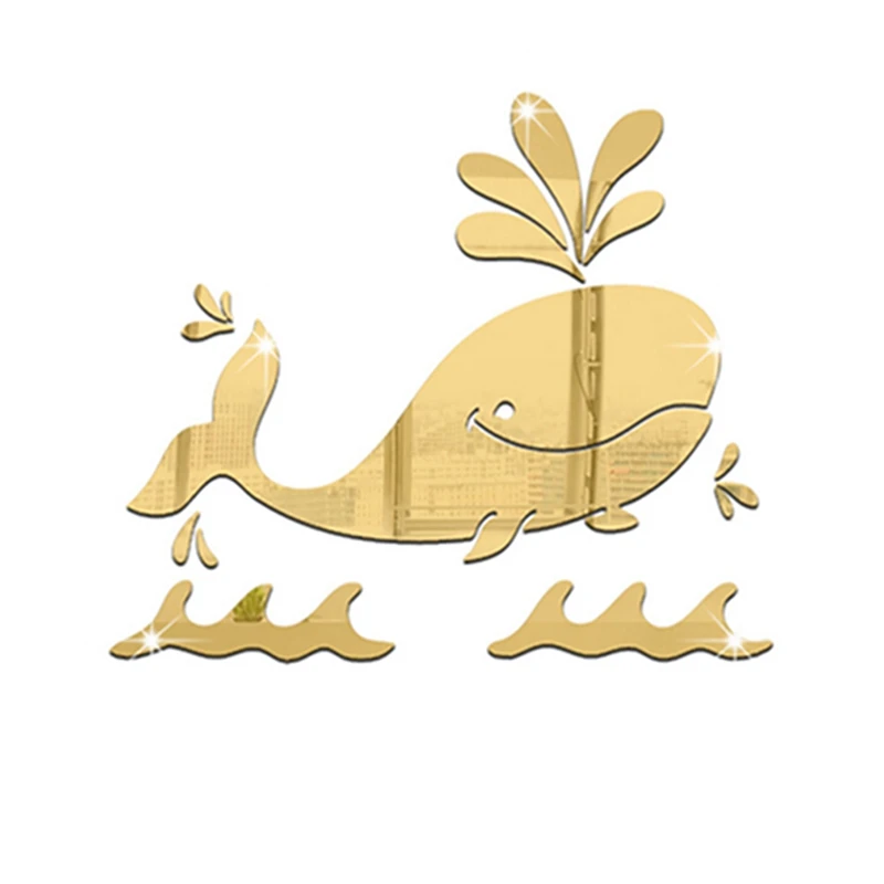 Акриловые милые настенные наклейки с 3d эффектом Кита для детской комнаты