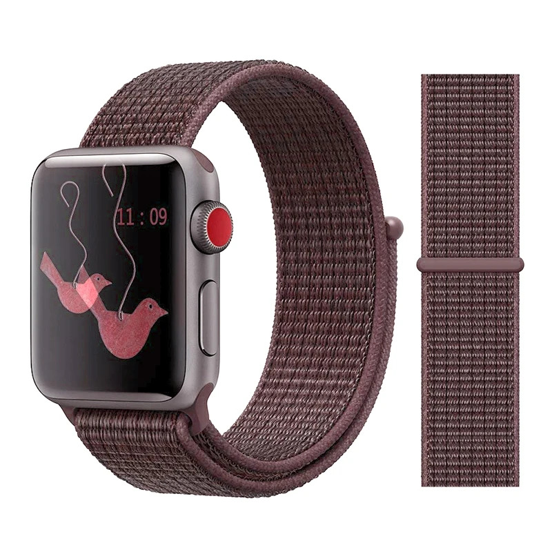 Ремешок для наручных часов Apple Watch Series 5/4/3/2/1 38 мм 42 мм мягкий нейлон в едином положении во время занятий легкой атлетикой, correa, дышащая поверхность спортивные петли для наручных часов iwatch, 5 4 40 мм 44 мм - Цвет ремешка: Color32 Purple Smoke