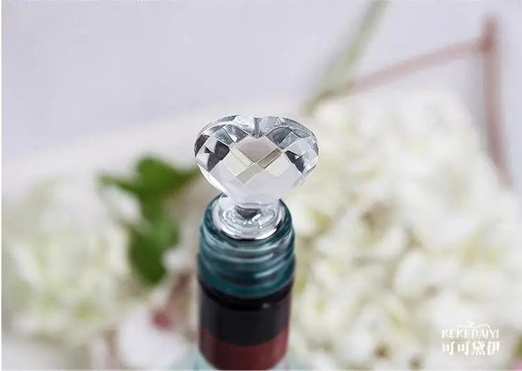 Пробка для бутылки вина с кристаллом сердце в подарочной коробке Свадебная