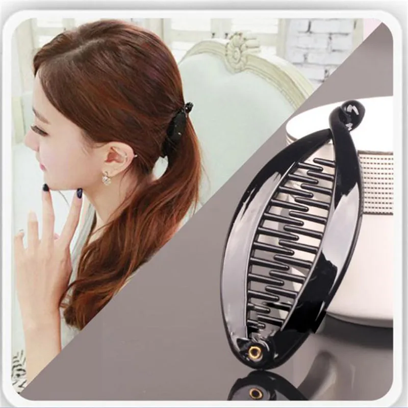 

Модные волосы банан когти клип леди черный головной убор аксессуары для женщин шпильки пластиковые эластичные заколки горячая распродажа