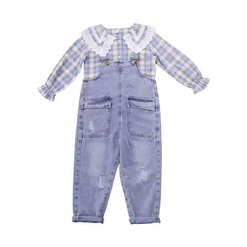 

Girls' Bib Set Autumn Clothes, Big Children's 2020 New Spring and Autumn Western Style Girl Jeans Two-piece Trend