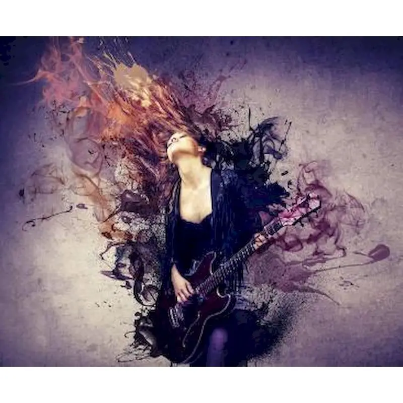 

GATYZTORY 60x75cm DIY Oil Painting By Numbers Woman Playing Guitar Picture By Numbers On Canvas Frameless Figure Home Decor Gift