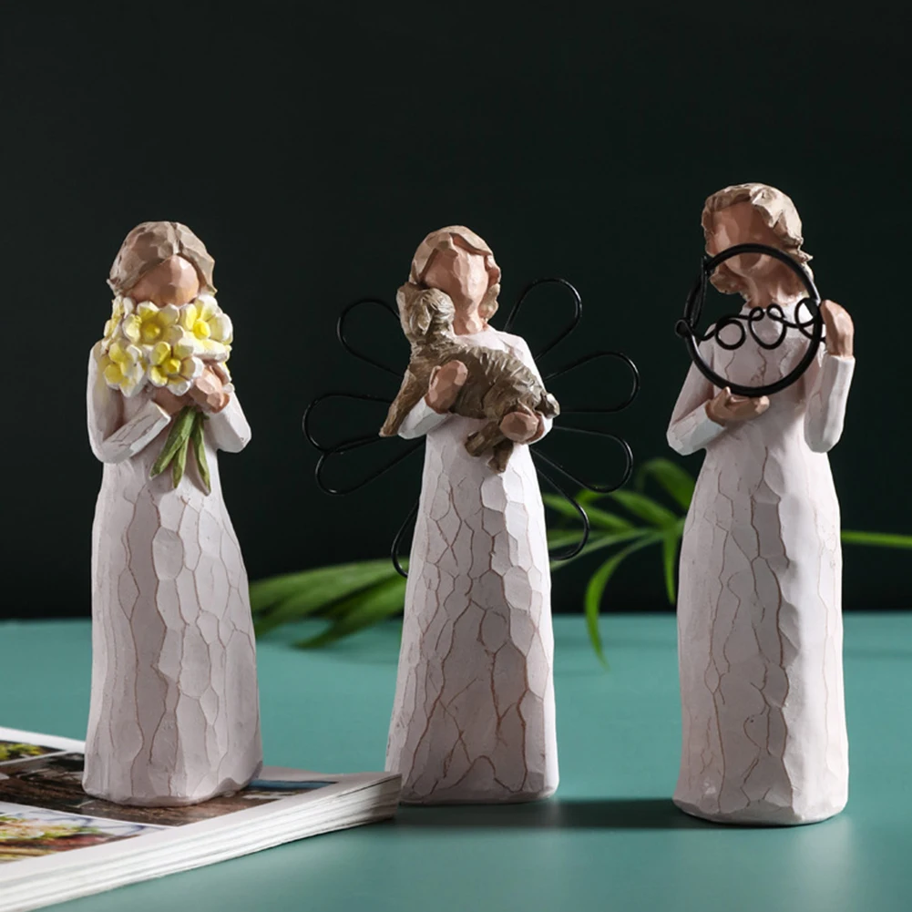 

Статуэтка из смолы с ангелом для дома и улицы, скульптура для обнимания собак, цветов, для дома и улицы, для кабинета, окна, балкона