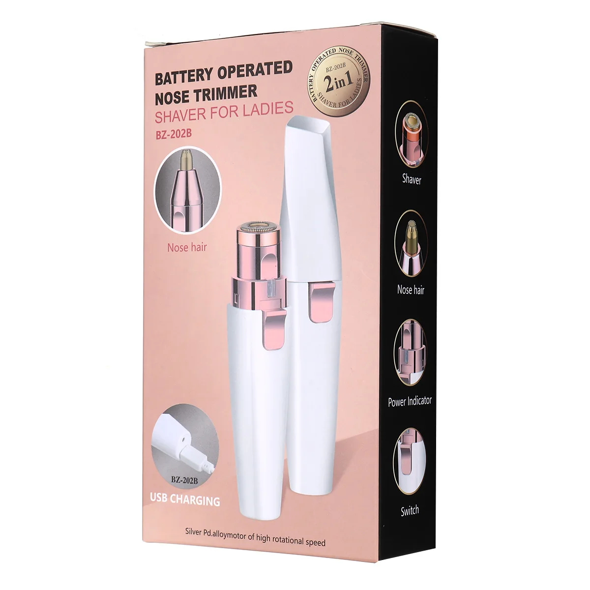 

2 IN 1 Lady Epilators Electric Eyebrow Trimmer USB Rechargeable Hair Removal Shaver with Light Lipstick Shape Women Razors Tools