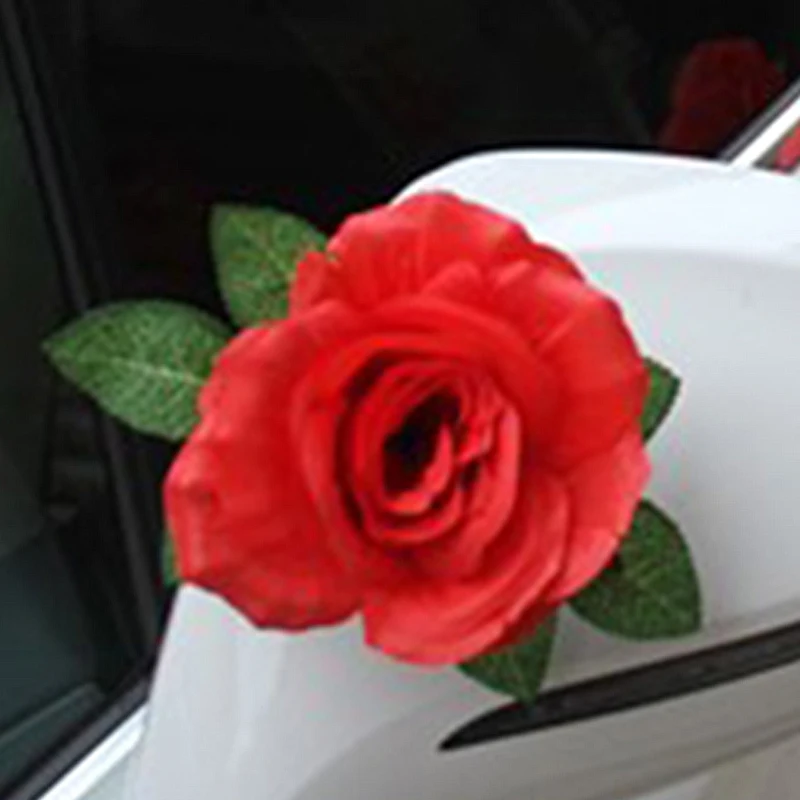 

Wedding Car Mirror Handle Decoration Flowers Artificial Head Flower Fabric Flowers DIY Birthday Party Decor Wedding Accessories