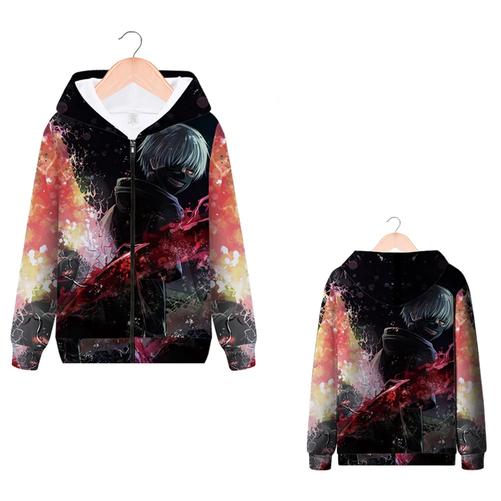 Толстовка Kaneki Ken мужская с капюшоном уличная одежда аниме Токио на молнии 3D