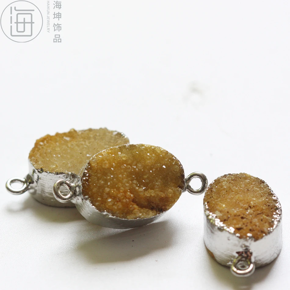 Ремесло поставка натуральный камень соединитель Druzy овальной формы звено кулон