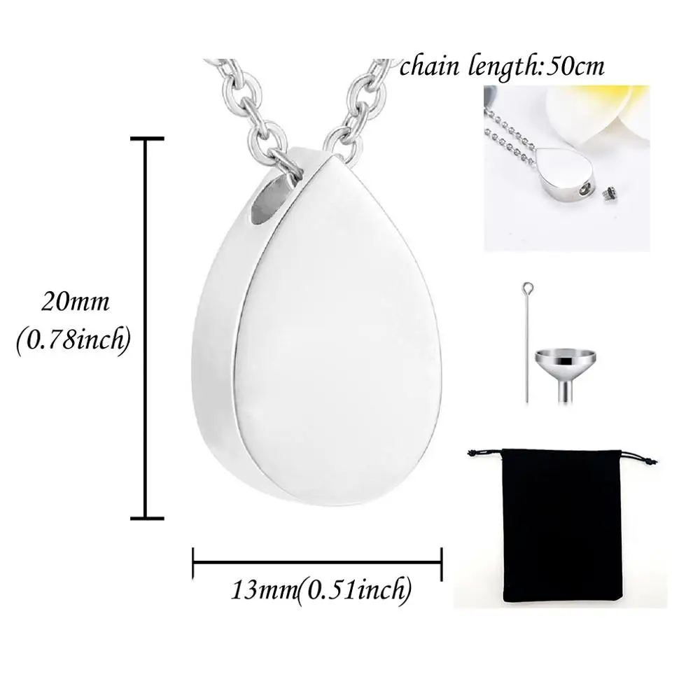 

Electrocardiogram Waterproof Teardrop Cremation Urn Necklace Memorial Keepsake Jewelry - Engraved I love You Forever