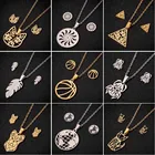 Smjel, золотая бижутерия, набор украшений из нержавеющей стали для детей, серьги в виде оригами, собак, кошек, женская бижутерия