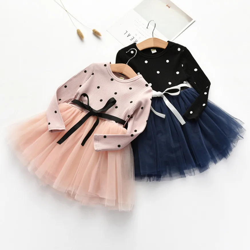 Платье для девочек осенние детские сетчатые праздничные платья принцессы с