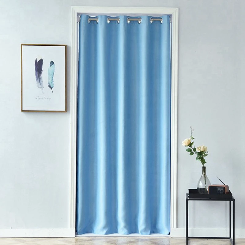 1PCS Grommet Top Solid Color Blackout Door Curtain For Living Room Divided Doorway Drapes Modern Thermal Insulation Cloth WP092H | Дом и сад