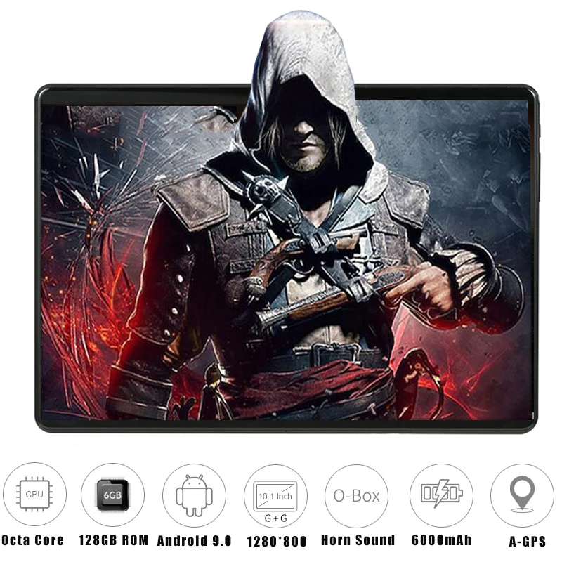 6G + 128GB закаленное стекло 2.5D 10 дюймовый планшетный ПК Android 8 0 6 ГБ ОЗУ 128 Гб ПЗУ 1280*800