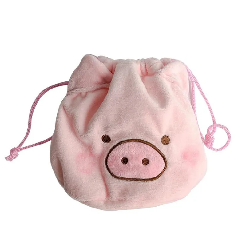 

Cute Plush Pig Cosmetic Bag Girl Soft Portable Wash Drawstring Storage Drawstring Pocket QB166 TY01