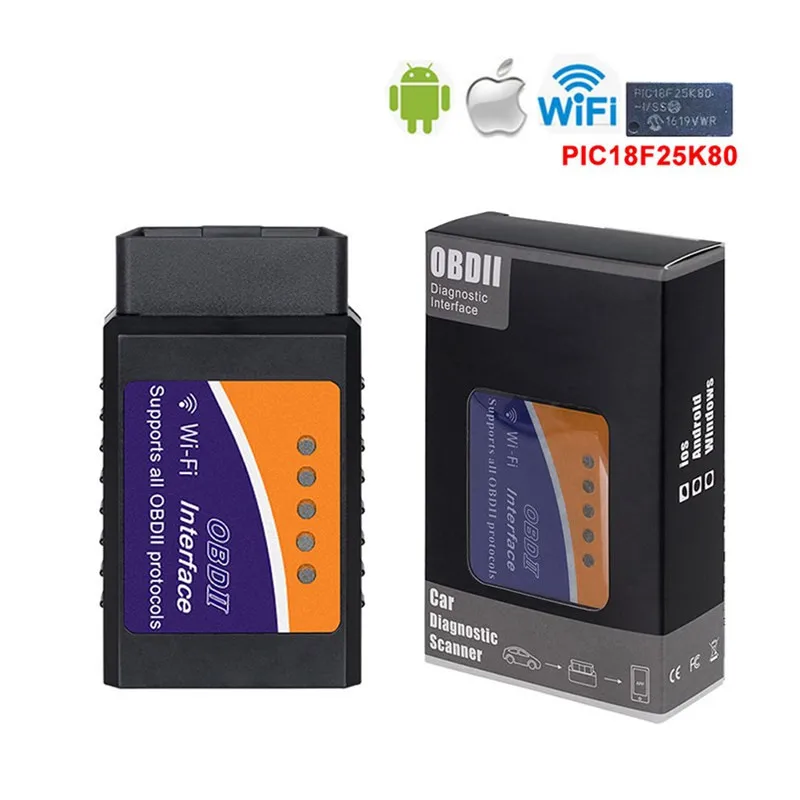 1PCS WIFI OBD OBD2 сканер ELM327 прошивка V1.5 PIC18F25K80 чип беспроводной для Android или iOS ELM 327 поддерживает все протоколы OBD2 - Цвет: 1PCS WIFI