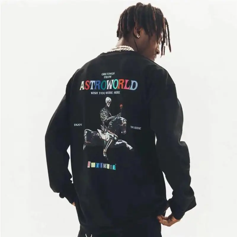 

Long Sleeve Travis Scott ASTROWORLD T-Shirts Men Women SEASON PASS 1:1 High Quality Streetwear Tees Mens ASTROWORLD T Shirt