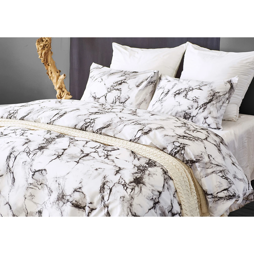 

3pcs/set Marble Style Bedding Set Quilt Cover Pillowcase King Queen Twin