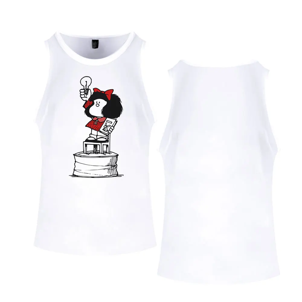 

2021 Summer Cute Mafalda Print Sexy Vest Sports Tank Tops Women Tops Tee TShirt Female Casual Loose Sleeveless Laies Plus Size