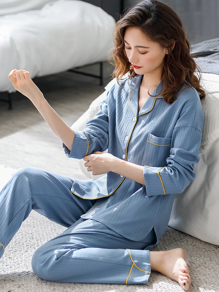 Pajamas Women's Spring and Autumn Autumn Long Sleeves Cotton Home Wear Autumn and Winter Thin All Cotton XL Suit pajama shorts