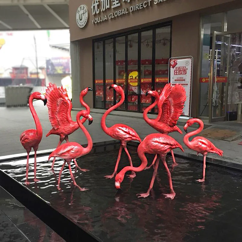

Wedding props garden landscape garden window flamingo large ornaments glass steel sculpture decoration decoration crafts