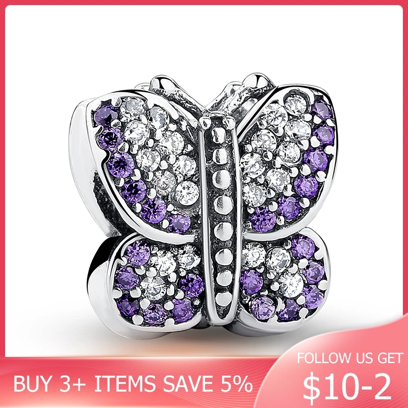 

Горячая Распродажа 100% Настоящее Стерлинговое серебро бусины-бабочки подходят к оригинальному браслету для женщин изготовление модных юве...