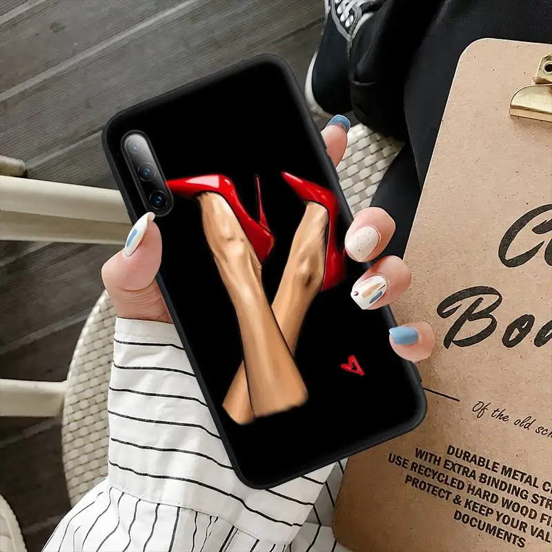 

Fashion High Heels Girl Flower Black Matte Phone Cover Case For Samsung J4 J5 J6 J7 2016 Note 5 8 Lite 9 10 Plus 20 Ultra