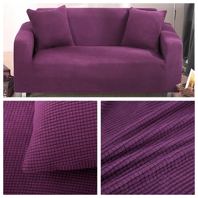 Purple Эластичный чехол для дивана домашний декор Fundas Sofa Slipover высокое качество Бархатные чехлы для диванов для гостиной твердый секционный чехол для дивана - Цвет: Purple