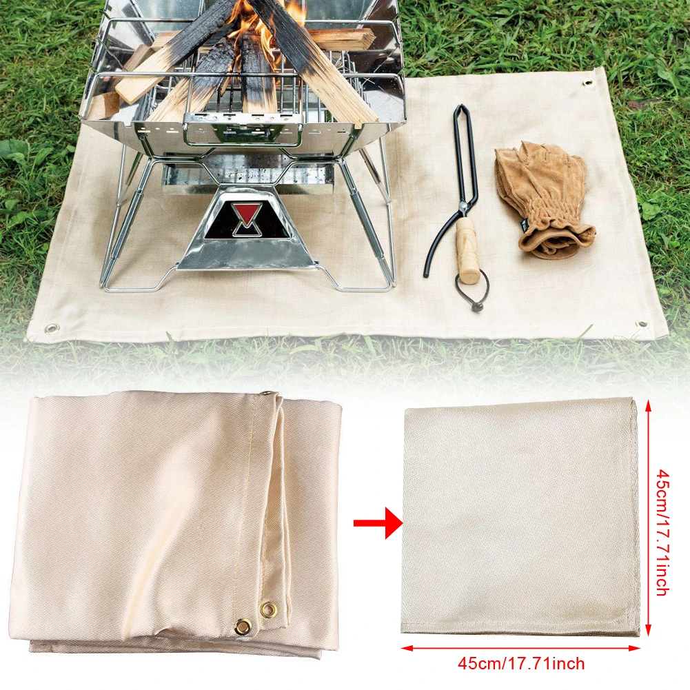

45*45cm Barbecue Fireproof Blanket, Fiberglass Heat Insulation Pad, Outdoor Camping Fireproof Fabric