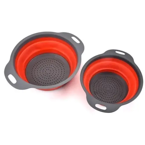 3 Colors Pieces Collapsible Silicone Colander Folding Kitchen Strainer | Дом и сад